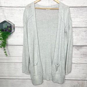 Silence + Noise Gray Open Front Long Cardigan Sweater with Pockets Size Small